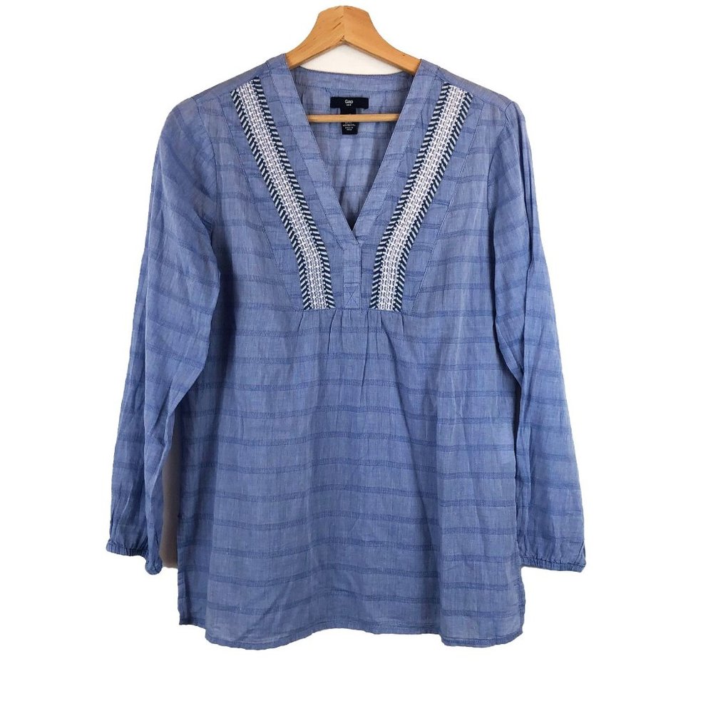 GAP Lightweight Chambray V-Neck Tunic Top XS